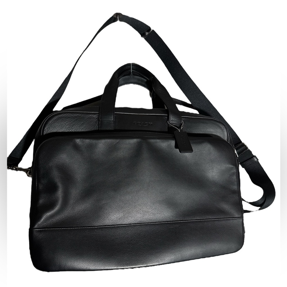 NWT COACH Bag Hamilton Commuter Bag Messenger Brief Black Leather Style #F72224